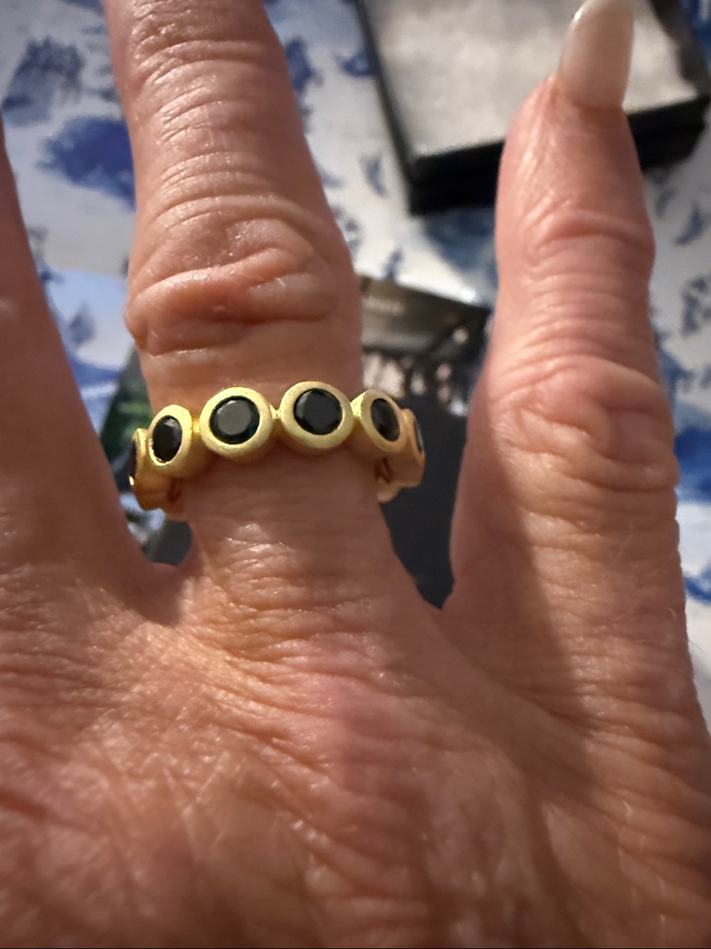 Freida Rothman Black Bezel Eternity Ring Size 7